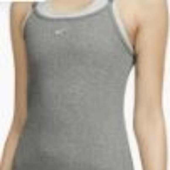 NIKE Ribbed Stretch Cotton Mini Dress in Heather Grey Sz Large - Picture 4 of 4